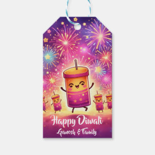 Cute fireworks Diwali Gift Tags