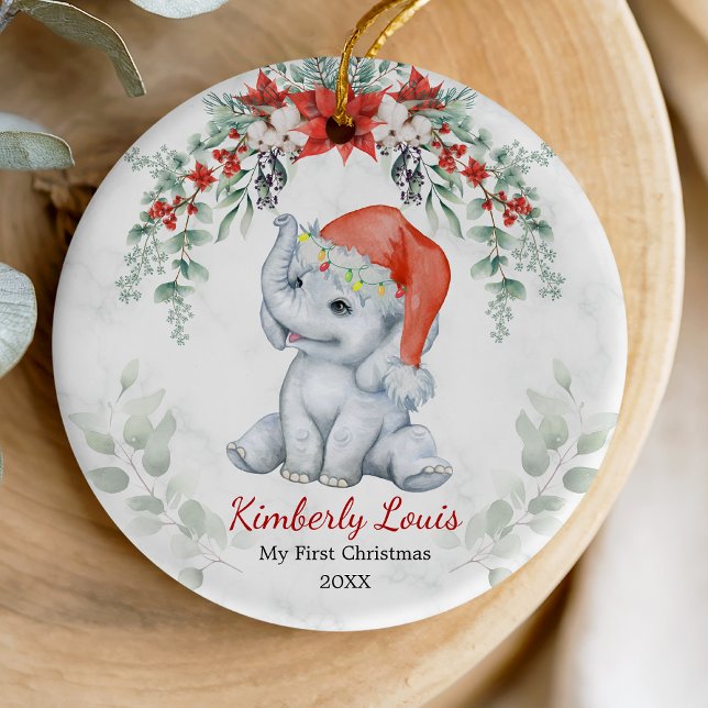 Cute first baby Christmas baby elephant girl Ceram Ceramic Tree Decoration (Creator Uploaded)