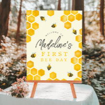 Cute  First Bee Day 1st Birthday Welcome Sign