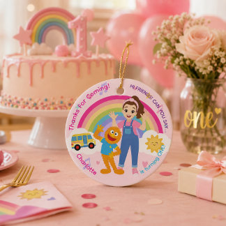 Cute First Birthday Party Keepsake Girl Ceramic Tree Decoration