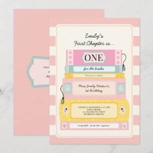 Cute First Chapter Girl's 1st Birthday Invitation