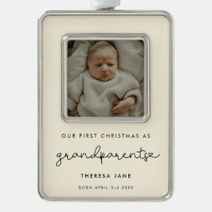 Cute First Christmas as Grandparents Photo Silver Plated Framed Ornament