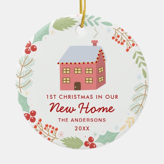 Cute First Christmas In Our New Home Ceramic Tree Decoration (Front)