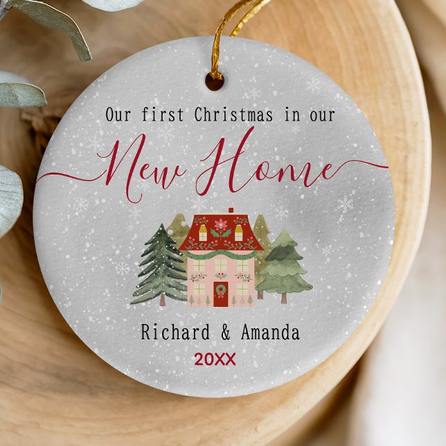 Cute first Christmas in our new home monogram  Ceramic Tree Decoration (Creator Uploaded)