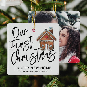 Cute First Christmas In Our New Home Photo Ceramic Ornament