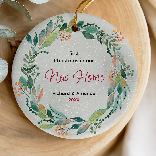 Cute first Christmas new home wreath Ceramic Tree Decoration (Creator Uploaded)