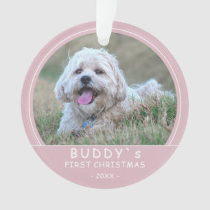 Cute First Christmas Pink Puppy Dog Pet Photo Ornament