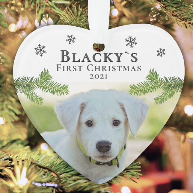 Cute First Christmas Puppy Christmas Photo Ornament (Creator Uploaded)
