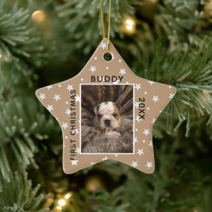 Cute First Christmas Puppy Dog Pet Photo Ceramic Tree Decoration