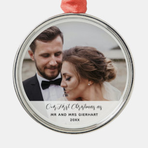 Cute First Christmas Wedding Day Photo Keepsake Metal Tree Decoration