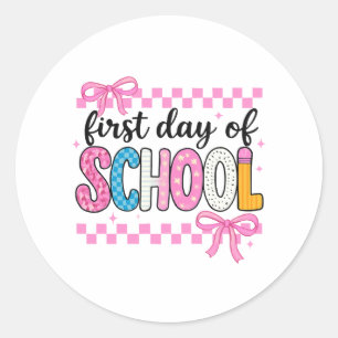Cute First Day of School Design Classic Round Sticker