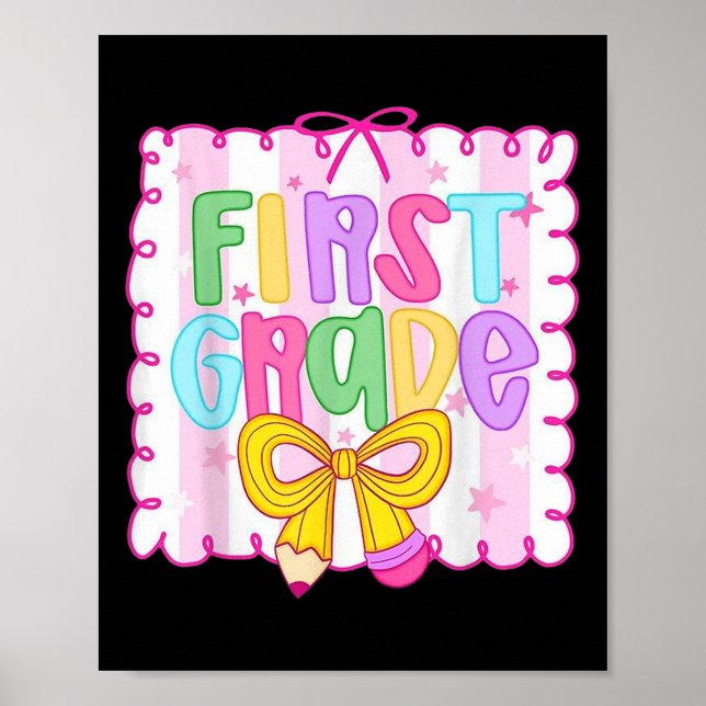 Cute First Day Of School Preppy Fifth Grade Back T Poster (Front)