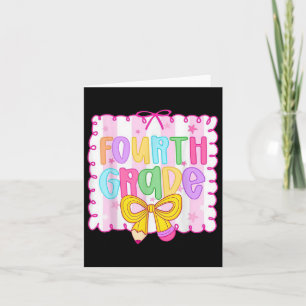 Cute First Day Of School Preppy Fourth Grade Back Card