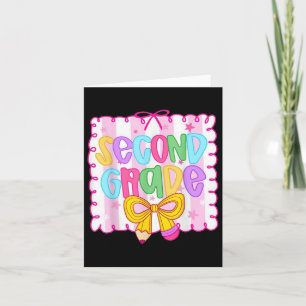 Cute First Day Of School Preppy Second Grade Back  Card
