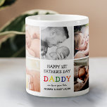 Cute First Father's Day Daddy | Photo Collage Coffee Mug<br><div class="desc">Show your appreciation for new dad with this charming coffee mug that combines photos,  colourful text,  and heartfelt messages. This first Father's Day,  surprise him with a gift as unique as he is. Don't wait - create a one-of-a-kind memory today!</div>
