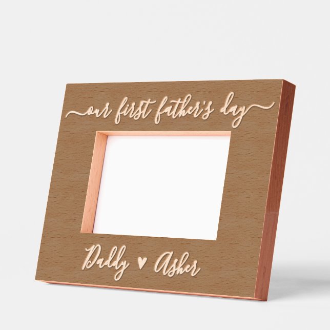 Cute First Fathers Day Gift Engraved Picture Frame (Left)