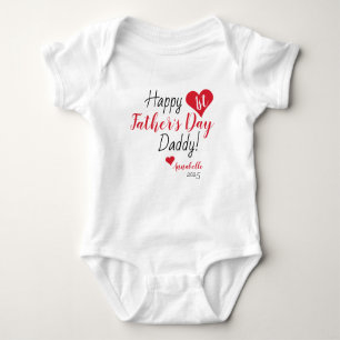 Cute First Father's Day Gift Red Baby Girl Boy Baby Bodysuit