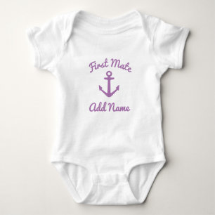 Cute first mate pink anchor baby bodysuit
