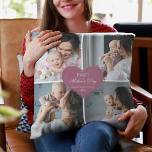Cute First Mother's Day Gift Photo Collage Cushion