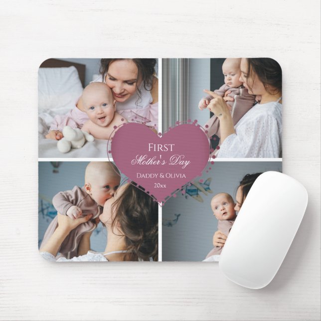 Cute First Mother's Day Gift | Photo Collage Mouse Pad (With Mouse)