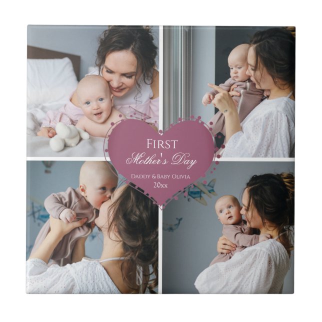 Cute First Mother's Day Gift | Photo Collage Tile (Front)