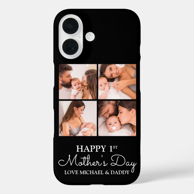 Cute First Mothers Day Modern Photo Collage Case-Mate iPhone Case (Back)