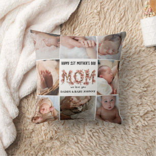 Cute First Mother's Day Mum Photo Collage Cushion