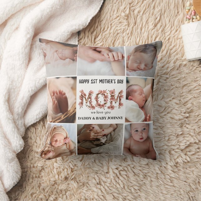 Cute First Mother's Day Mum | Photo Collage Cushion (Blanket)
