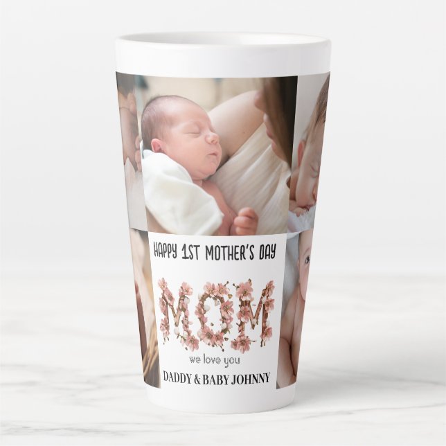 Cute First Mother's Day Mum | Photo Collage  Latte Mug (Front)