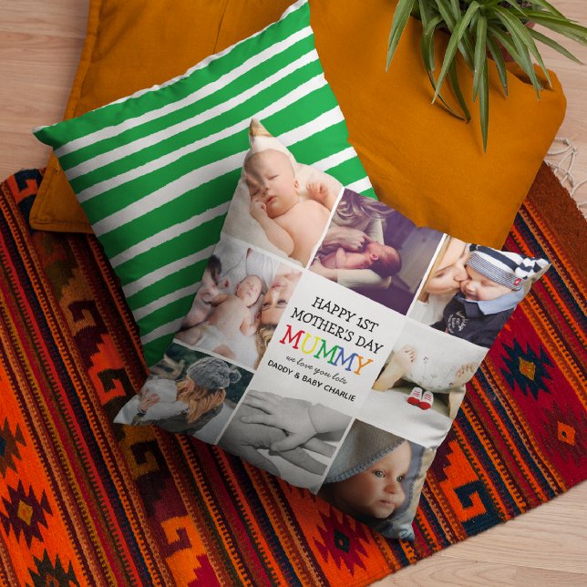 Cute First Mother's Day Mummy | Photo Collage  Cushion (Creator Uploaded)