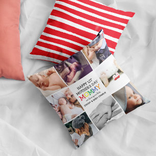 Cute First Mother's Day Mummy Photo Collage Cushion