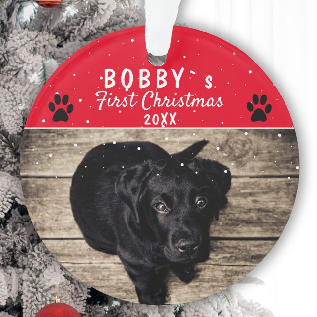 Cute First Puppy Christmas Paw Red Dog Photo Ornament (Creator Uploaded)