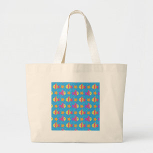 Cute Fish And Starfish Pattern Large Tote Bag
