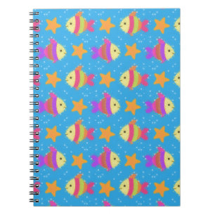 Cute Fish And Starfish Pattern Spiral Notebook