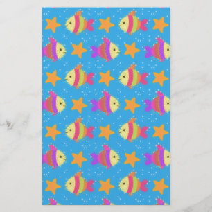 Cute Fish And Starfish Pattern Stationery