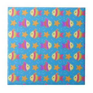 Cute Fish And Starfish Pattern Tile
