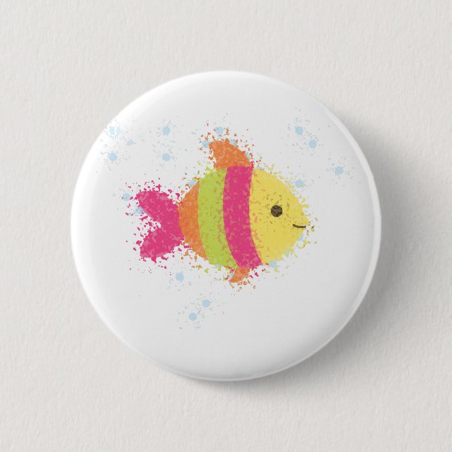 Cute Fish Cartoon 6 Cm Round Badge (Front)