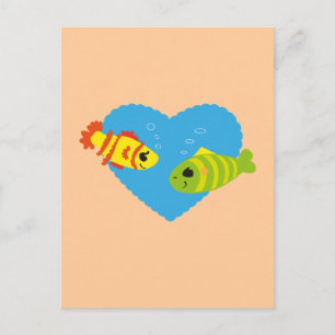Cute Fish Couple Valentine Aquarium Love Postcard