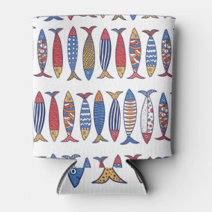 Cute Fish Illustration: Kids Seamless Background Can Cooler