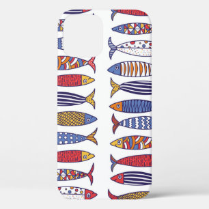 Cute Fish Illustration: Kids Seamless Background iPhone 12 Case