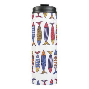 Cute Fish Illustration: Kids Seamless Background Thermal Tumbler