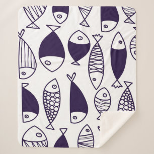 Cute fish. Kids background. Seamless pattern. Can Sherpa Blanket