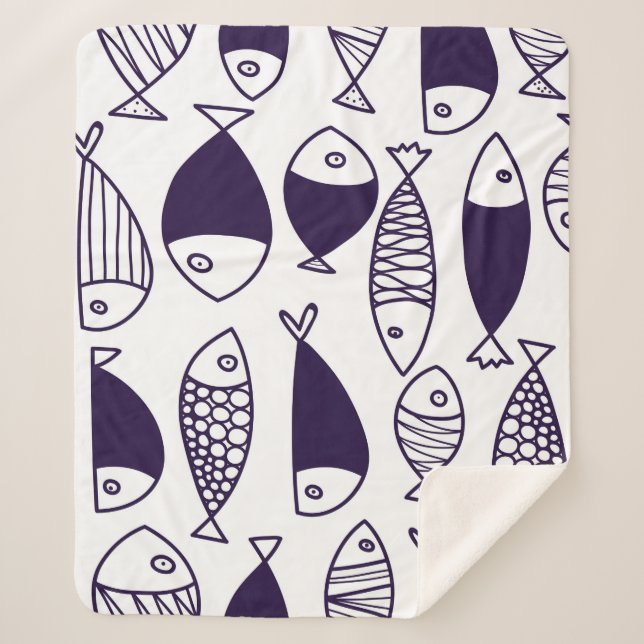 Cute fish. Kids background. Seamless pattern. Can  Sherpa Blanket (Front)