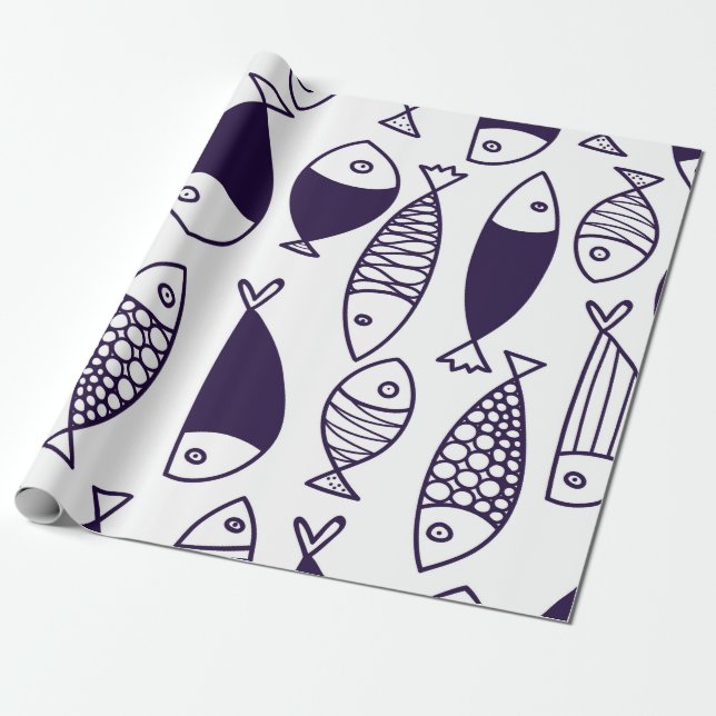 Cute fish. Kids background. Seamless pattern. Can  Wrapping Paper (Unrolled)