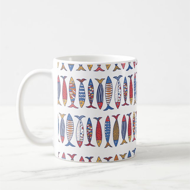 Cute fish. Kids background. Seamless pattern. Coffee Mug (Left)