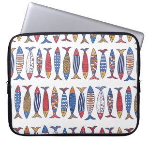 Cute fish. Kids background. Seamless pattern. Laptop Sleeve