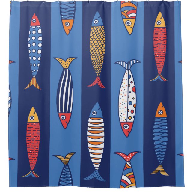 Cute fish. Kids background. Seamless pattern Shower Curtain (Front)