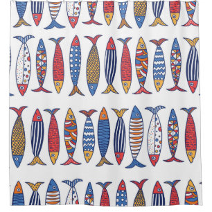 Cute fish. Kids background. Seamless pattern. Shower Curtain