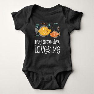 Cute Fish 🐠 My Grandpa Loves Me - Grandchild Gift Baby Bodysuit