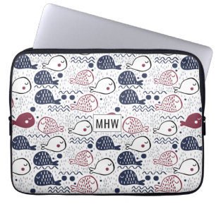 Cute Fish Pattern custom monogram laptop sleeves
